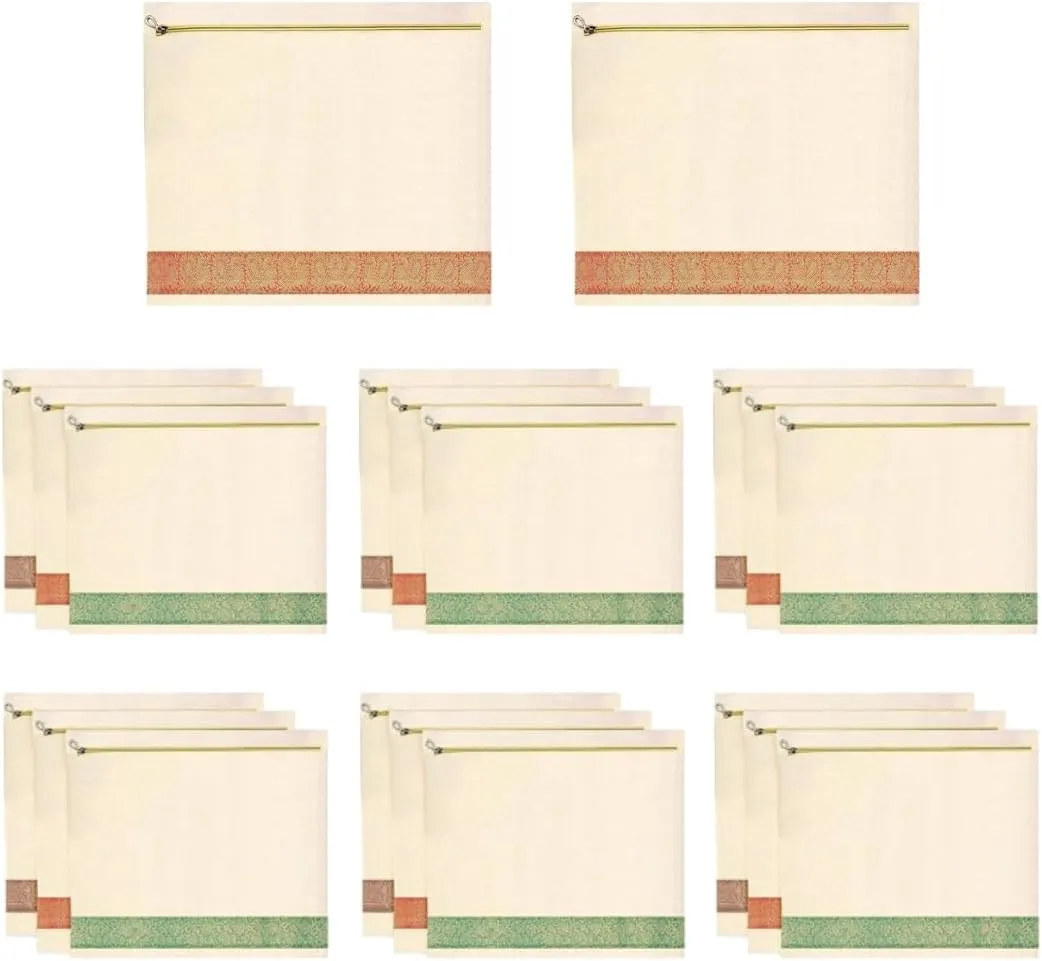 Mayatra's Organic Cotton Saree Storage Bags - Wardrobe Organizer With Zipper - Clothing Storage (14 * 16 inches) (Pack Of 20)