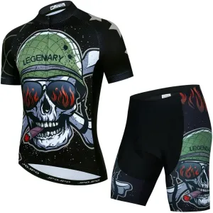Men Cycling Jersey Set Cycle Short Sleeve Shirt and 3D Cushion Shorts Padded Suit Biking Top