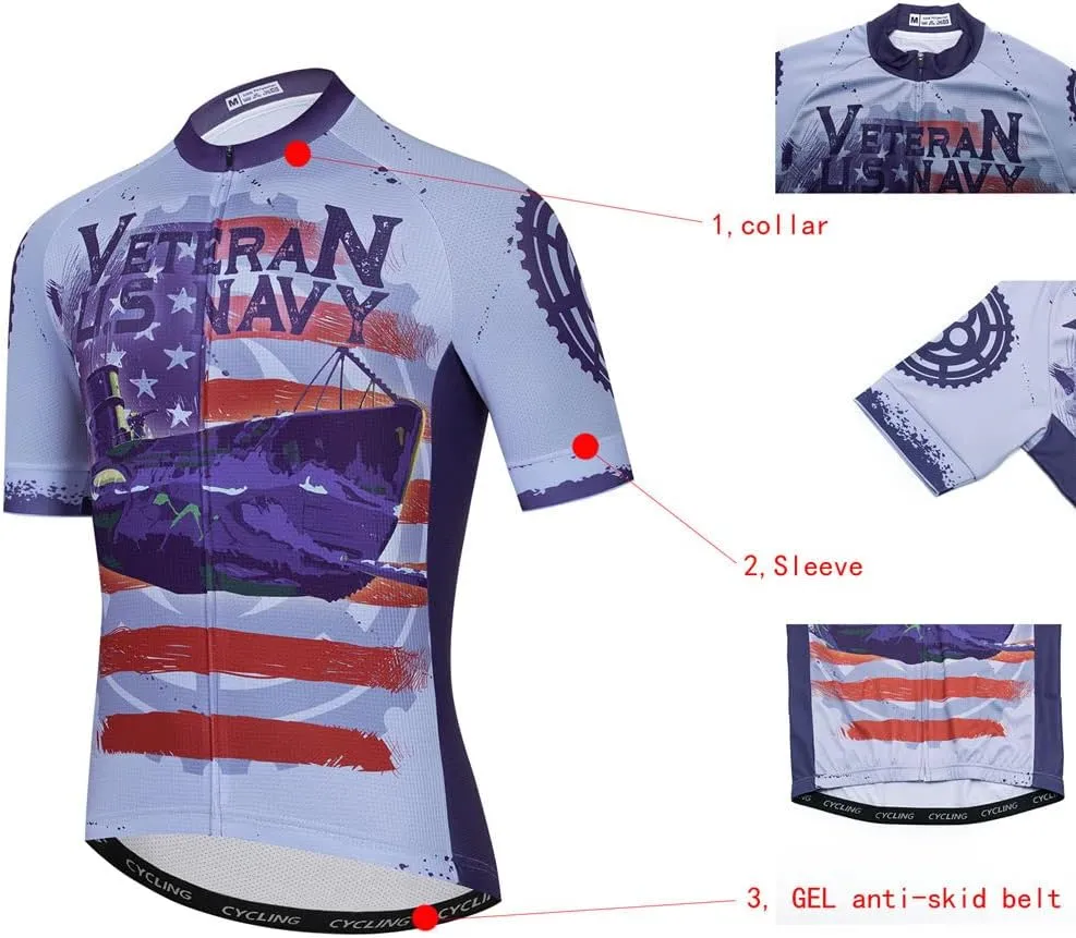 Men Cycling Jersey Set Cycle Short Sleeve Shirt and 3D Cushion Shorts Padded Suit Biking Top
