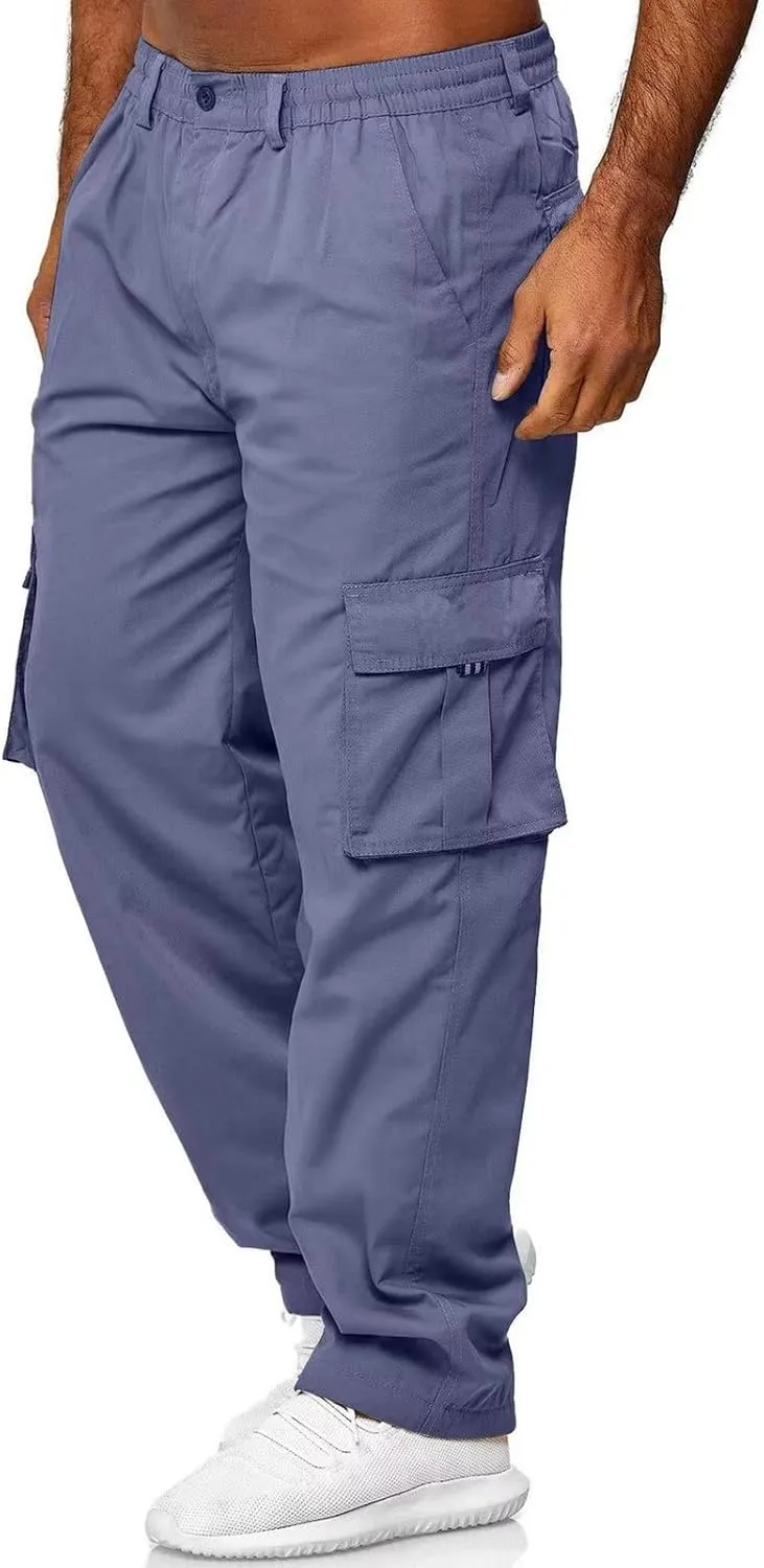 Men Outdoor Cargo Pant Lightweight Tactical Pant Hiking Jogger Classic Fit Multi Pockets