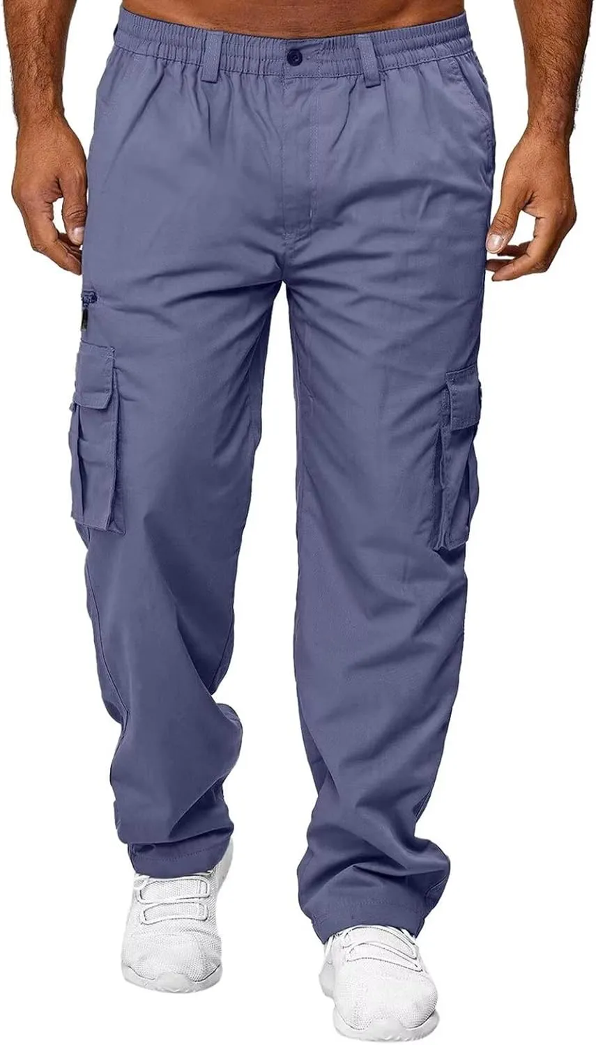 Men Outdoor Cargo Pant Lightweight Tactical Pant Hiking Jogger Classic Fit Multi Pockets