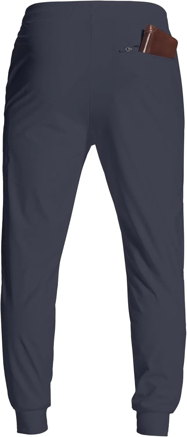 Men's Athletic Joggers with Zipper Pockets Stretch Track Pants Workout Running Gym Golf Sweatpants for Men