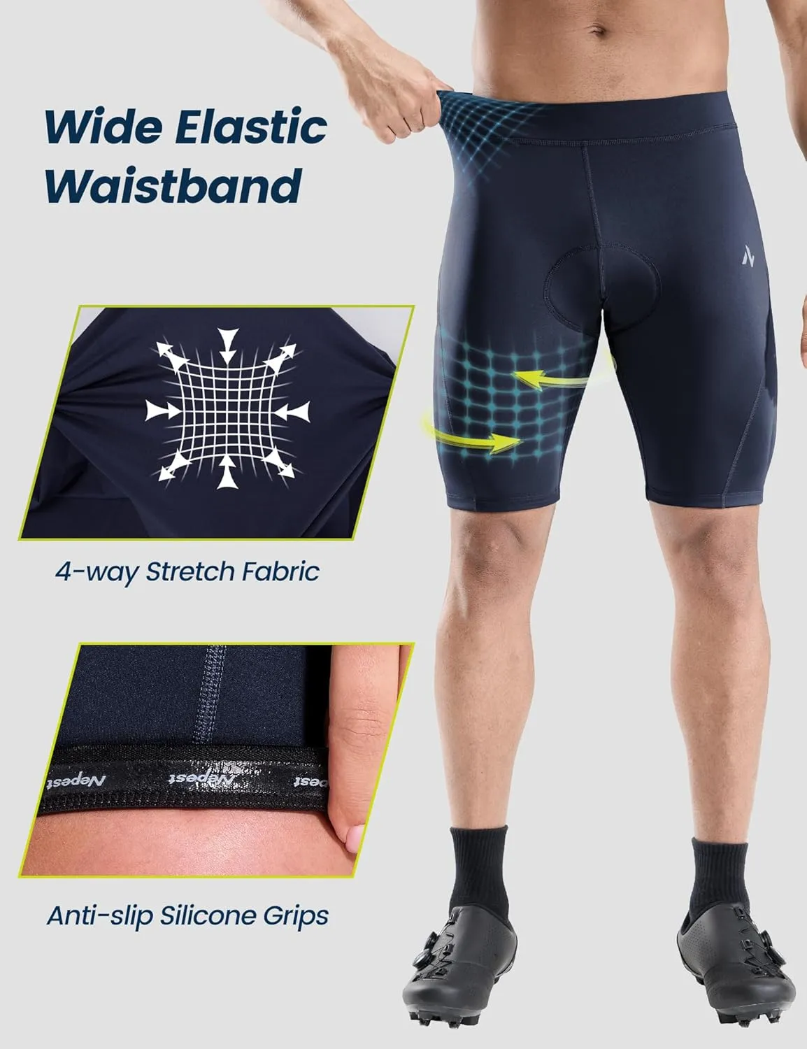 Men's Bike Shorts 4D Padded Cycling Road Biking Riding Biker Bicycle Mountain Cycle Shorts Zipper Pockets
