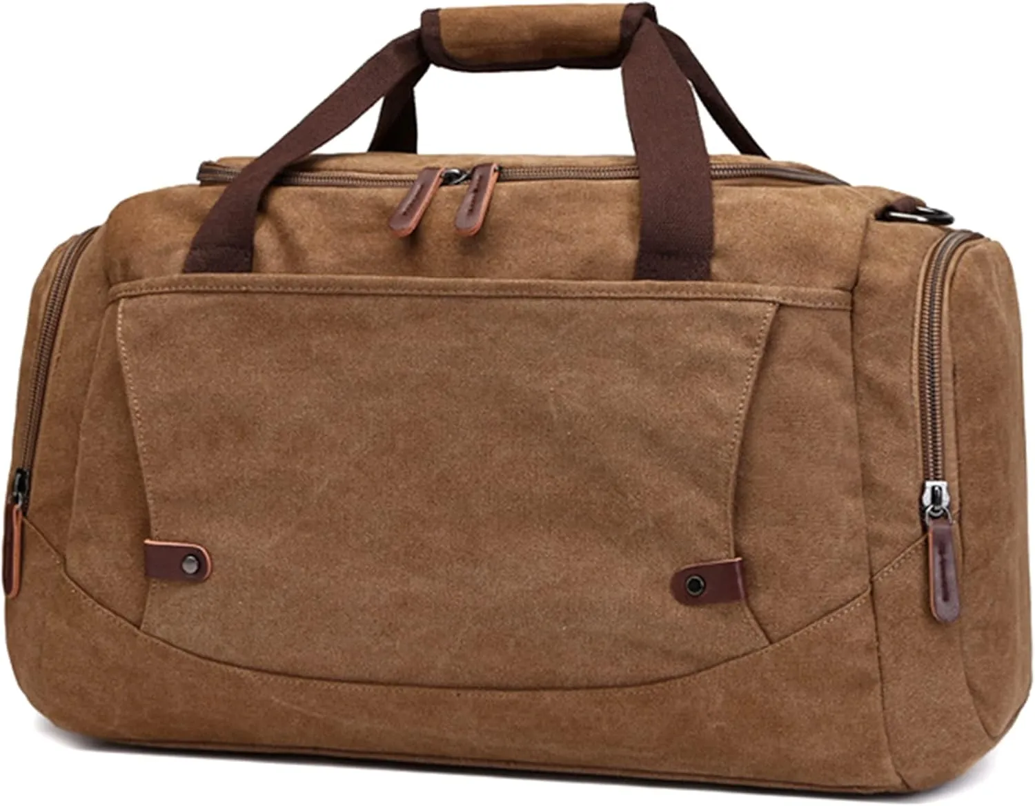 Men's Canvas Weekend Bag Large Capacity Business Travel Duffel Bags Vintage Crossbody Shoulder Bag for Camping Hiking (B/Brown)
