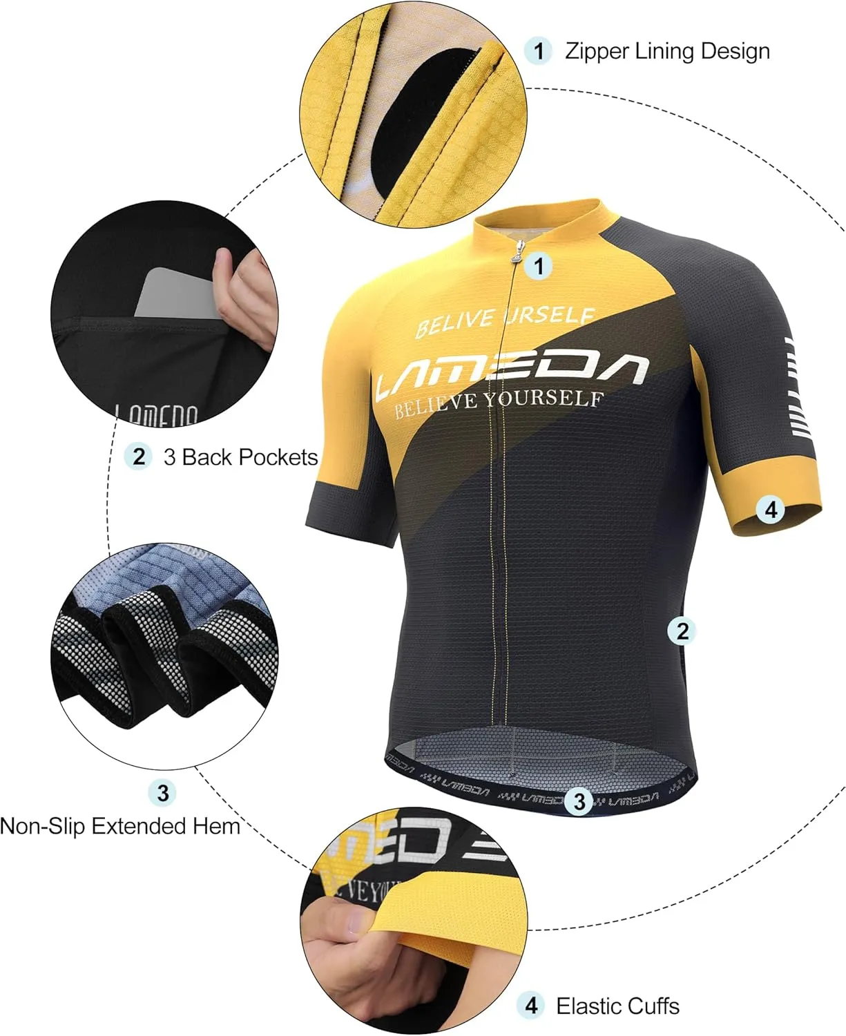 Men's Cycling Jersey Breathable Lightweight Bike Jersey Short Sleeve Quick Dry Moisture Wicking Biking Shirts