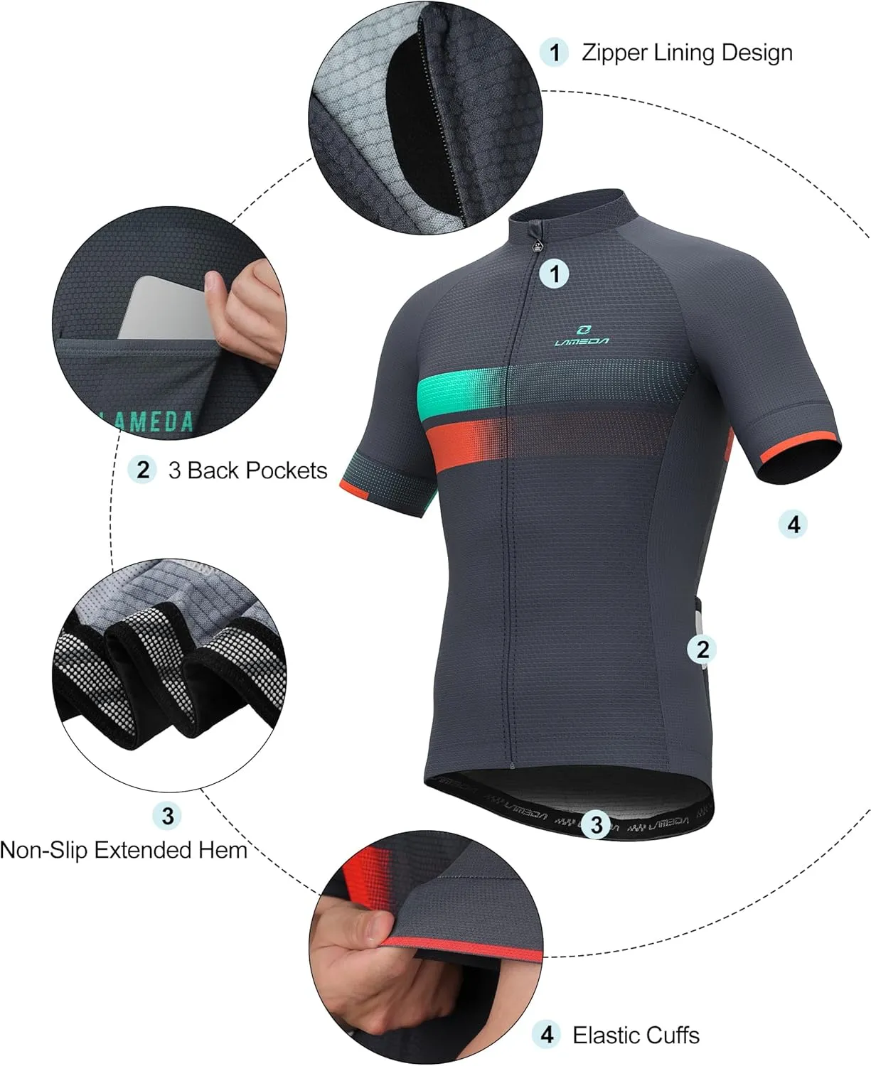 Men's Cycling Jersey Breathable Lightweight Bike Jersey Short Sleeve Quick Dry Moisture Wicking Biking Shirts