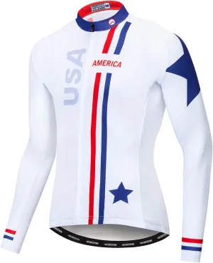 Men's Cycling Jersey Long Sleeve Pro Brand Team Reflective Bicycle Shirts Jacket USA