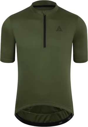 Men's Cycling Jersey Short Sleeves Bike Jersey 1/3 Zipper Solid Color Club Fit, Biking Cycling Shirt Zipper Pocket