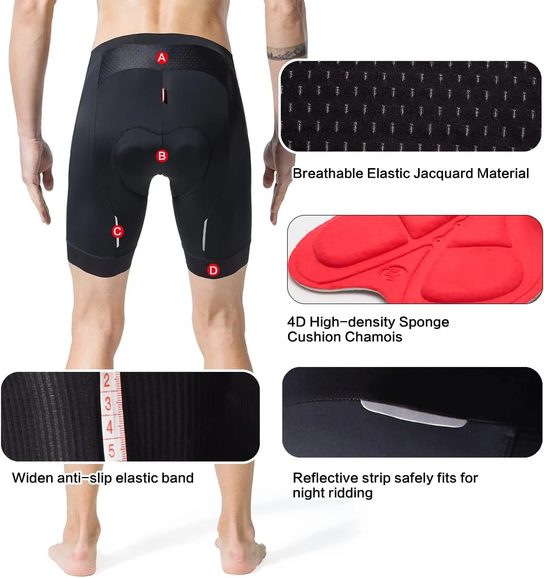 Men's Cycling Shorts Padded Bicycle Riding Half Pants Bike Biking Cycle Tights