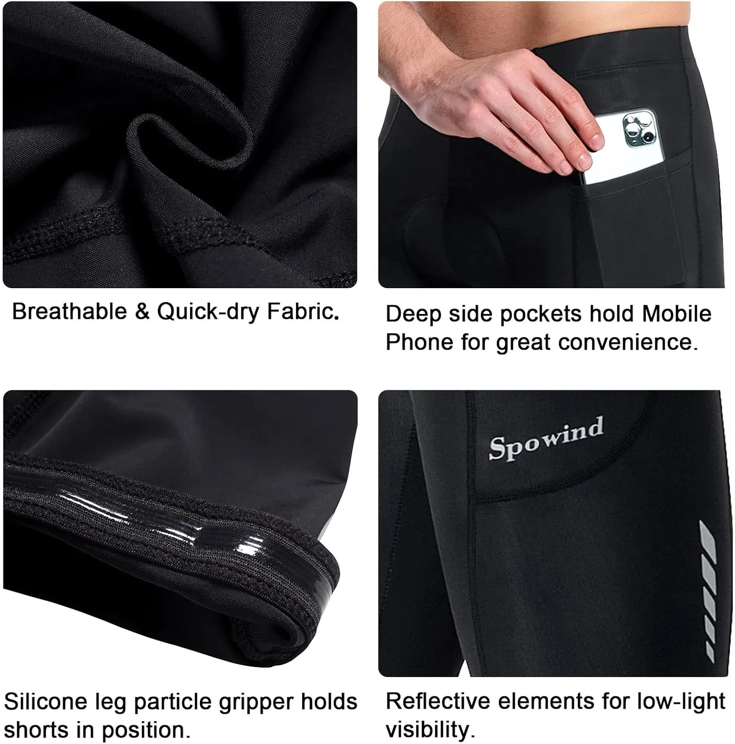 Men's Cycling Shorts Padded Biking Cycle Clothes Bike Riding Pants Bicycle Mountain Bike Wear UPF 50 