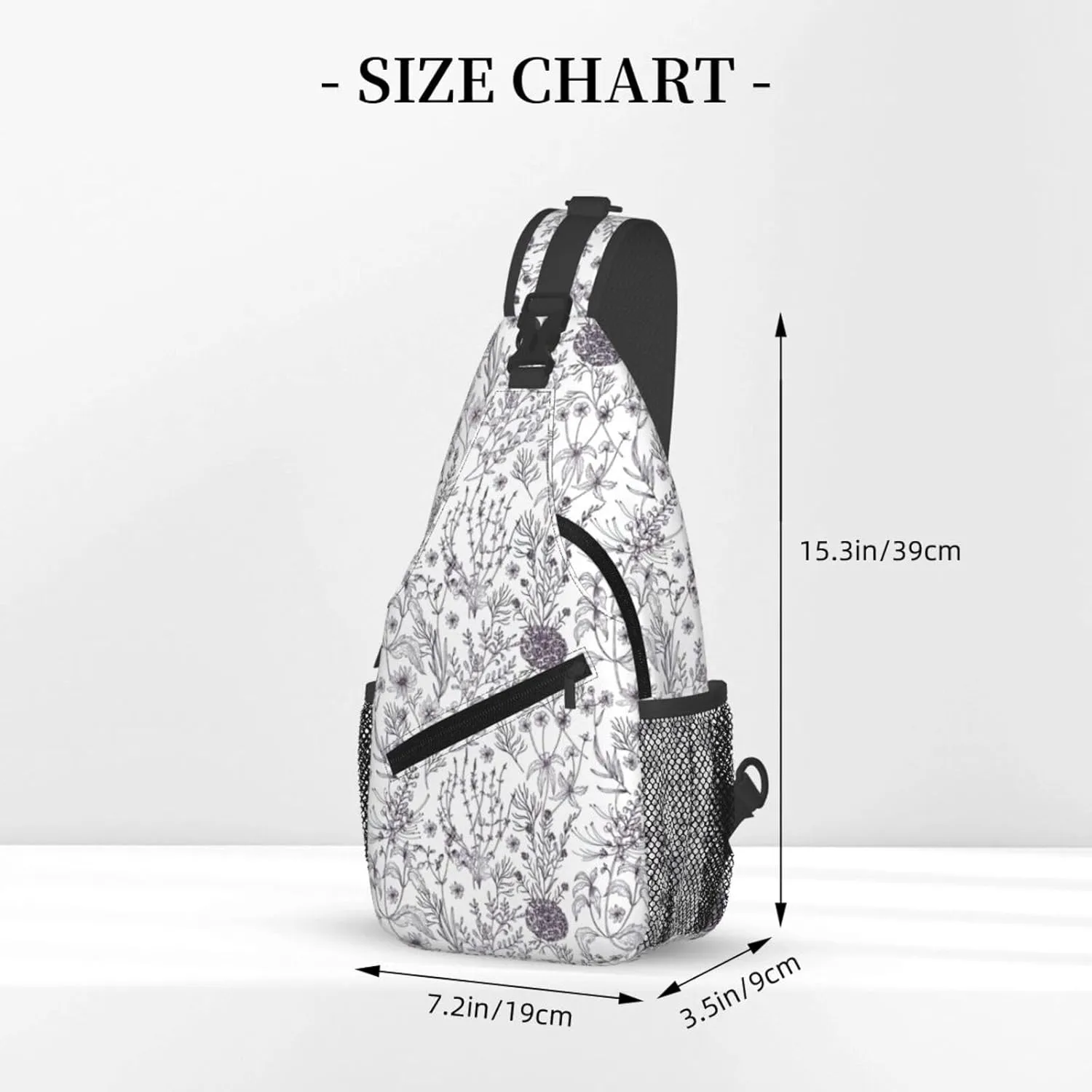 Men's Flowering Herbs and Herbaceous Plants Print Crossbody Shoulder Bag Travel Hiking Women Crossbody Sling Backpack