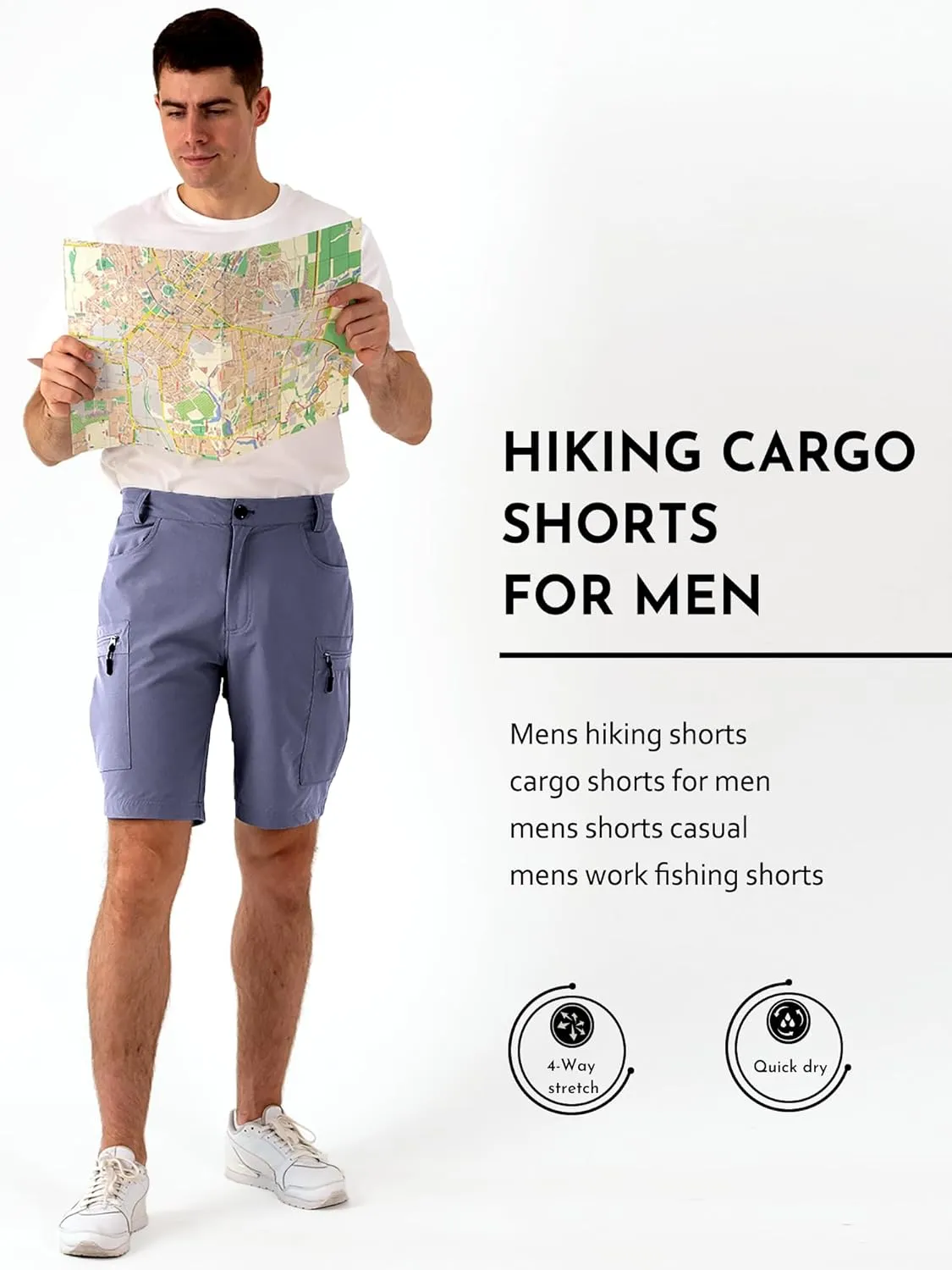 Mens Hiking Cargo Shorts Stretch Quick-Dry Outdoor Casual Work Shorts for Men Camping Fishing