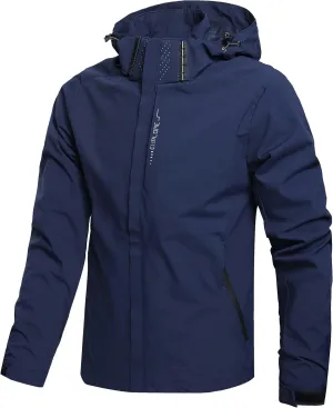 Men's Lightweight Waterproof Rain Jacket,Shell Hooded Outdoor Raincoat Hiking Windbreake jacket