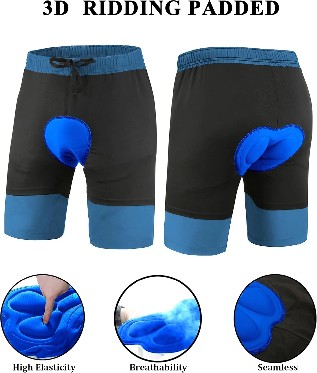 Men's Mountain Bike Shorts 3D Padded Baggy Bicycle Riding Cycling Shorts Quick Dry Lightweight Biking Shorts