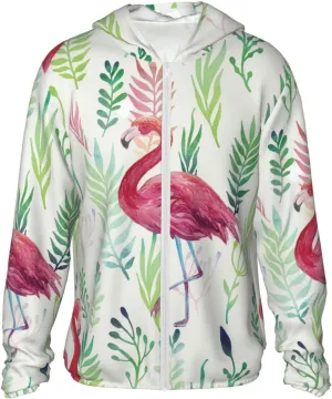 Men's Outdoor Lightweight Uv Sun Protection Jacket,Flamingo Long Sleeve Hooded Shirt