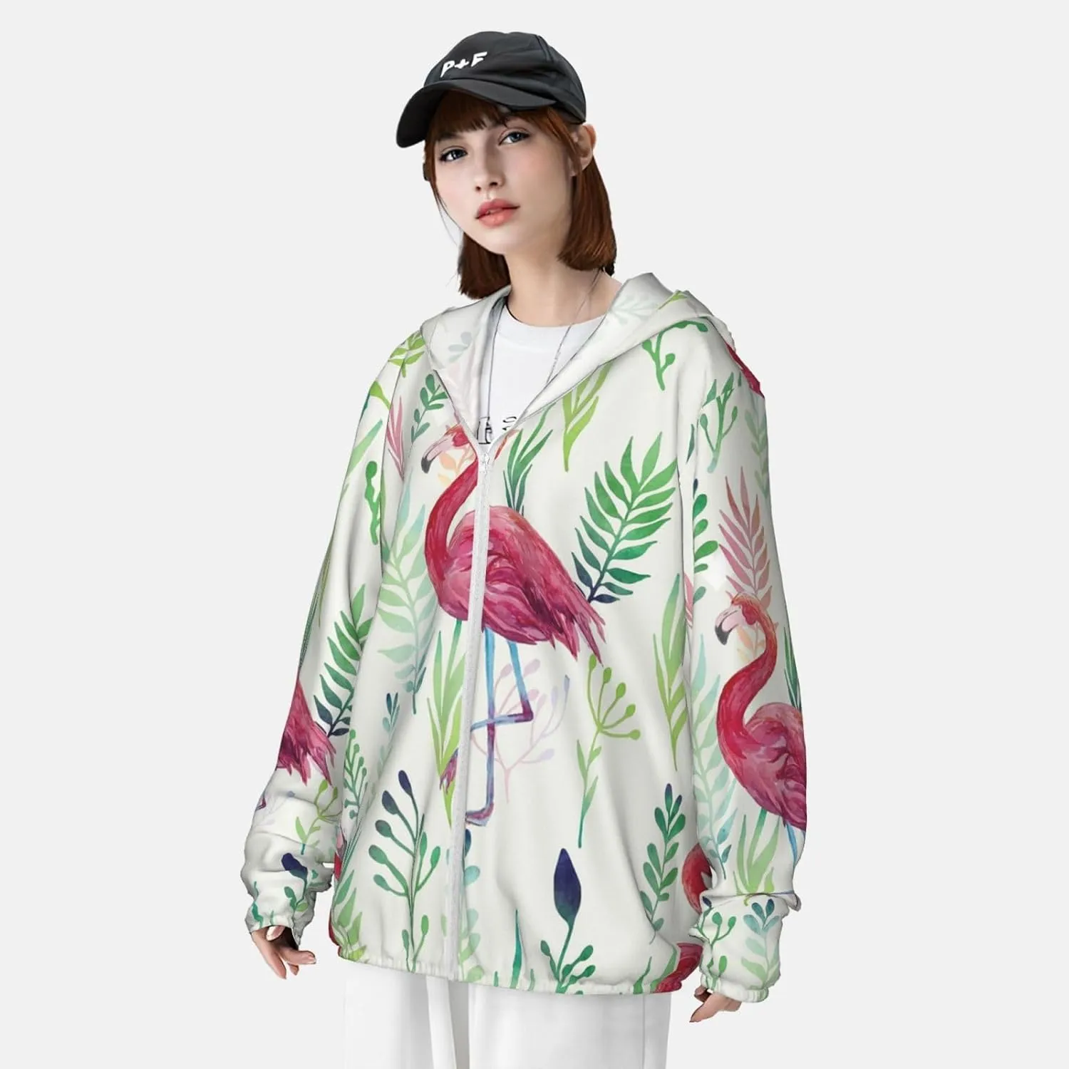 Men's Outdoor Lightweight Uv Sun Protection Jacket,Flamingo Long Sleeve Hooded Shirt