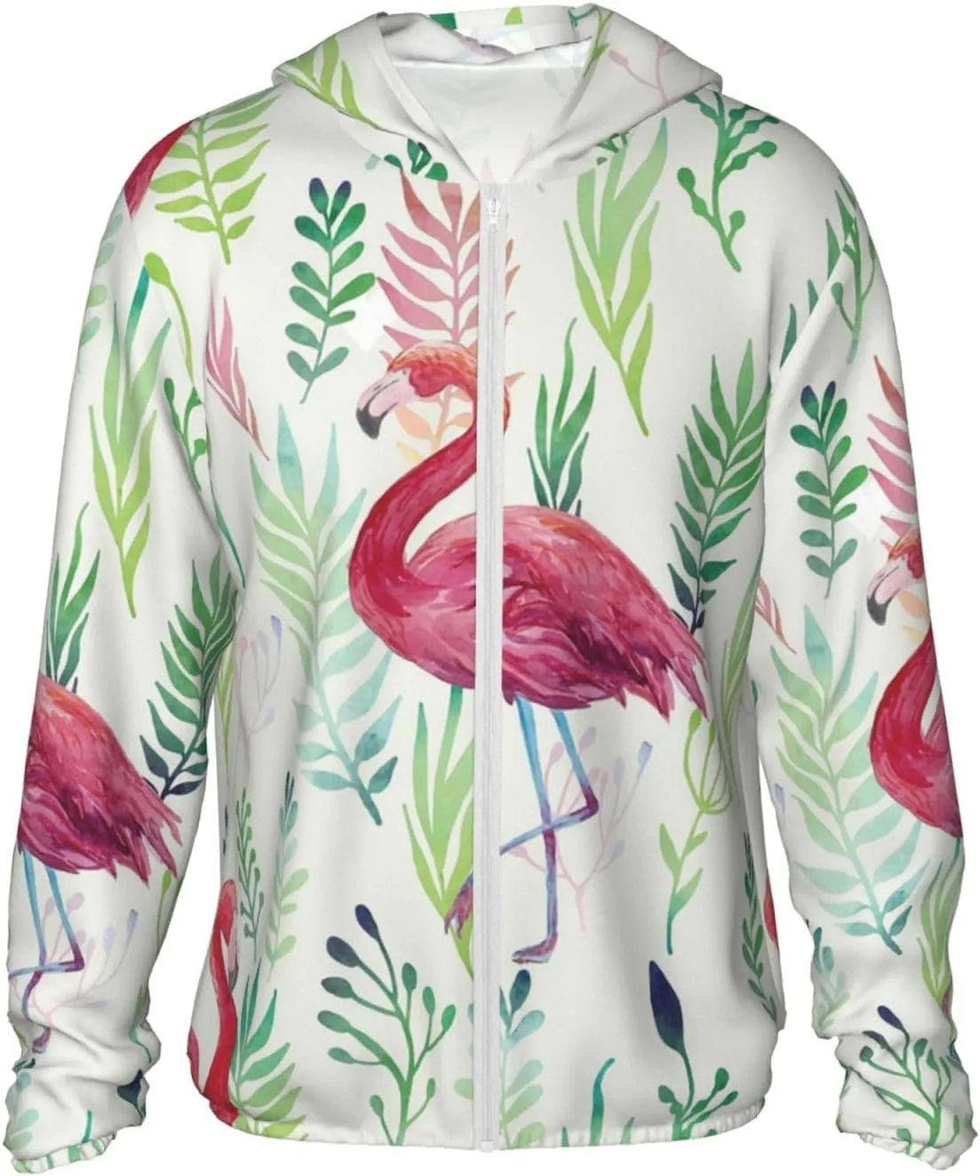 Men's Outdoor Lightweight Uv Sun Protection Jacket,Flamingo Long Sleeve Hooded Shirt