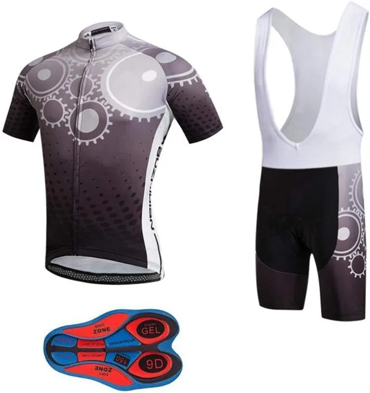 Men's Quick-Dry Cycling Jersey Set Road Bike Bicycle Shirt   Bib Shorts with 9D Gel Pad MTB Riding Clothing Kit