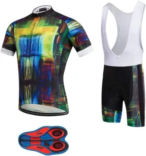 Men's Quick-Dry Cycling Jersey Set Road Bike Bicycle Shirt   Bib Shorts with 9D Gel Pad MTB Riding Clothing Kit