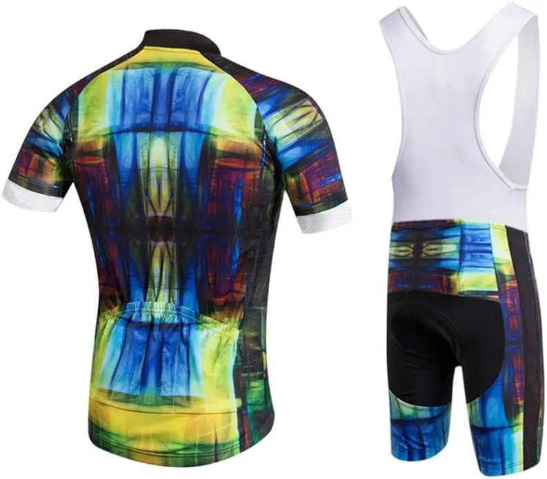 Men's Quick-Dry Cycling Jersey Set Road Bike Bicycle Shirt   Bib Shorts with 9D Gel Pad MTB Riding Clothing Kit