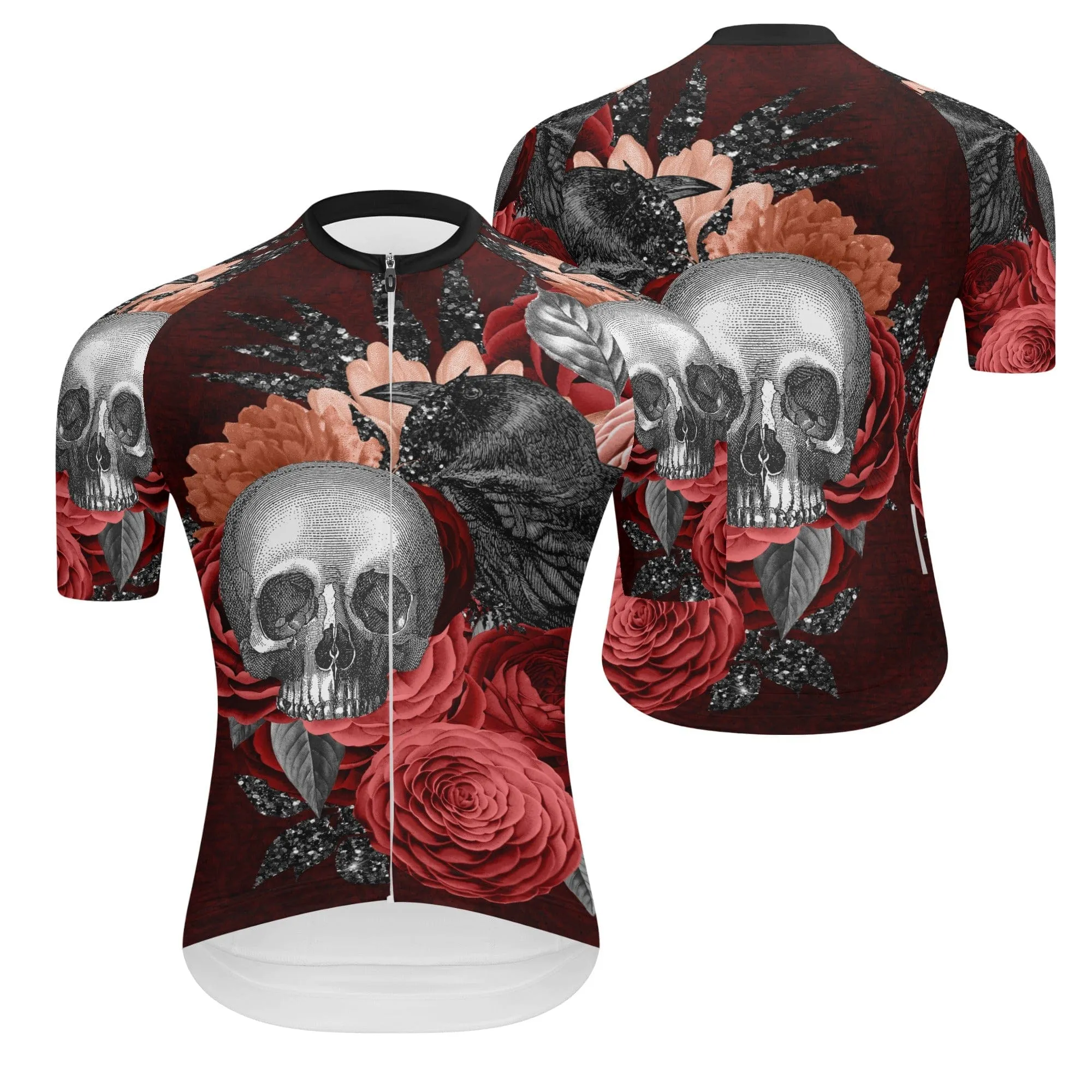 Men's Skull Floral Pro Team Short Sleeve Cycle Jersey