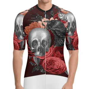 Men's Skull Floral Pro Team Short Sleeve Cycle Jersey