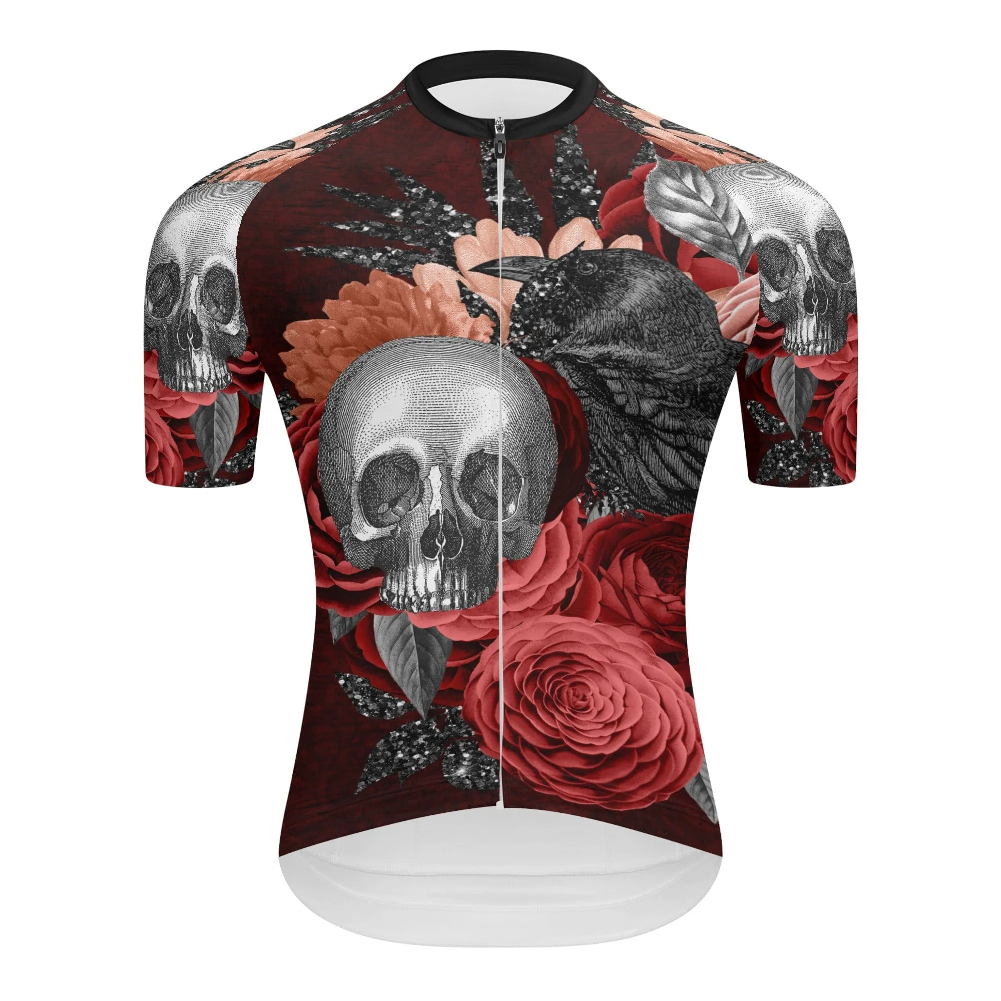 Men's Skull Floral Pro Team Short Sleeve Cycle Jersey