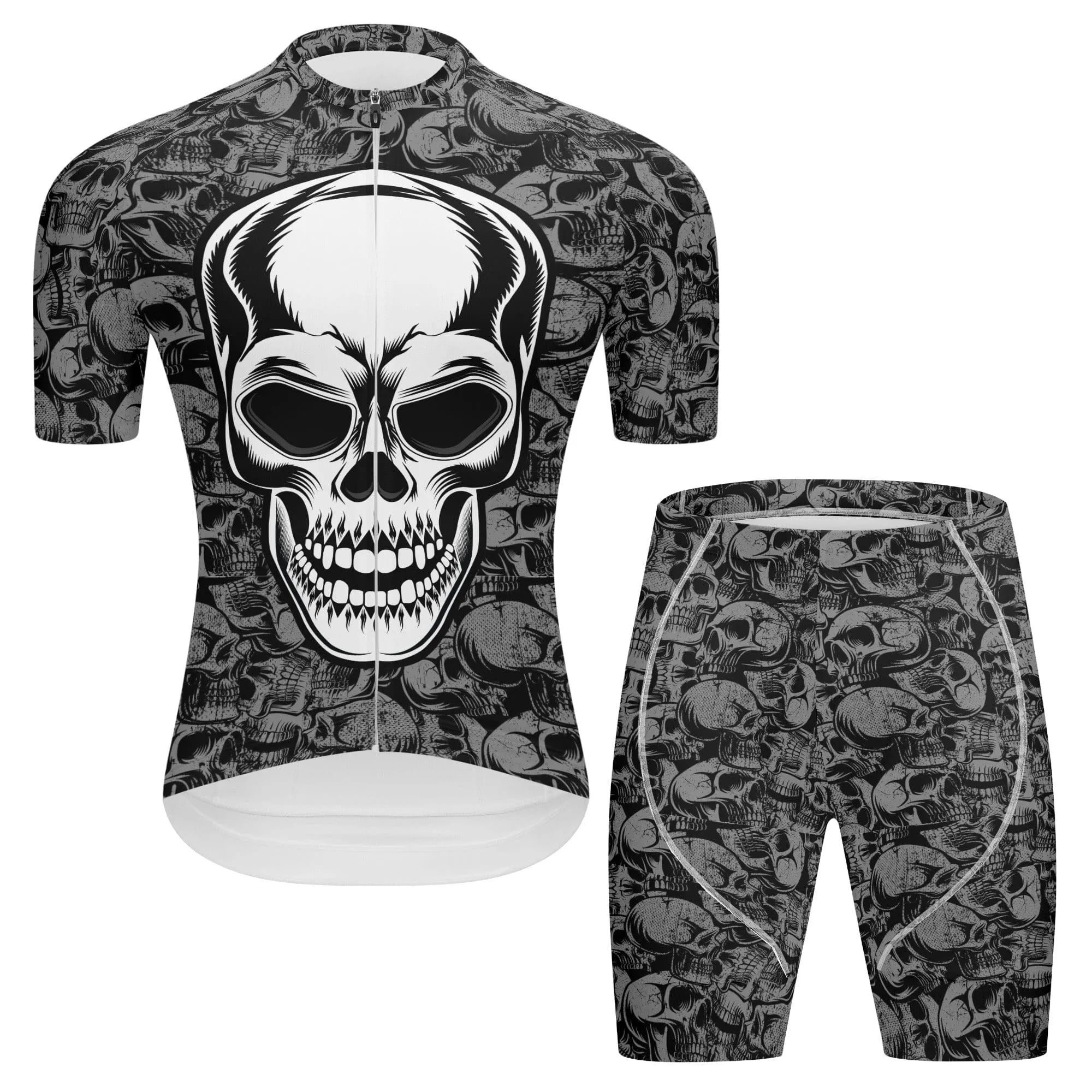 Men's Skull Head Pro Team Cycling Training Jersey and Shorts