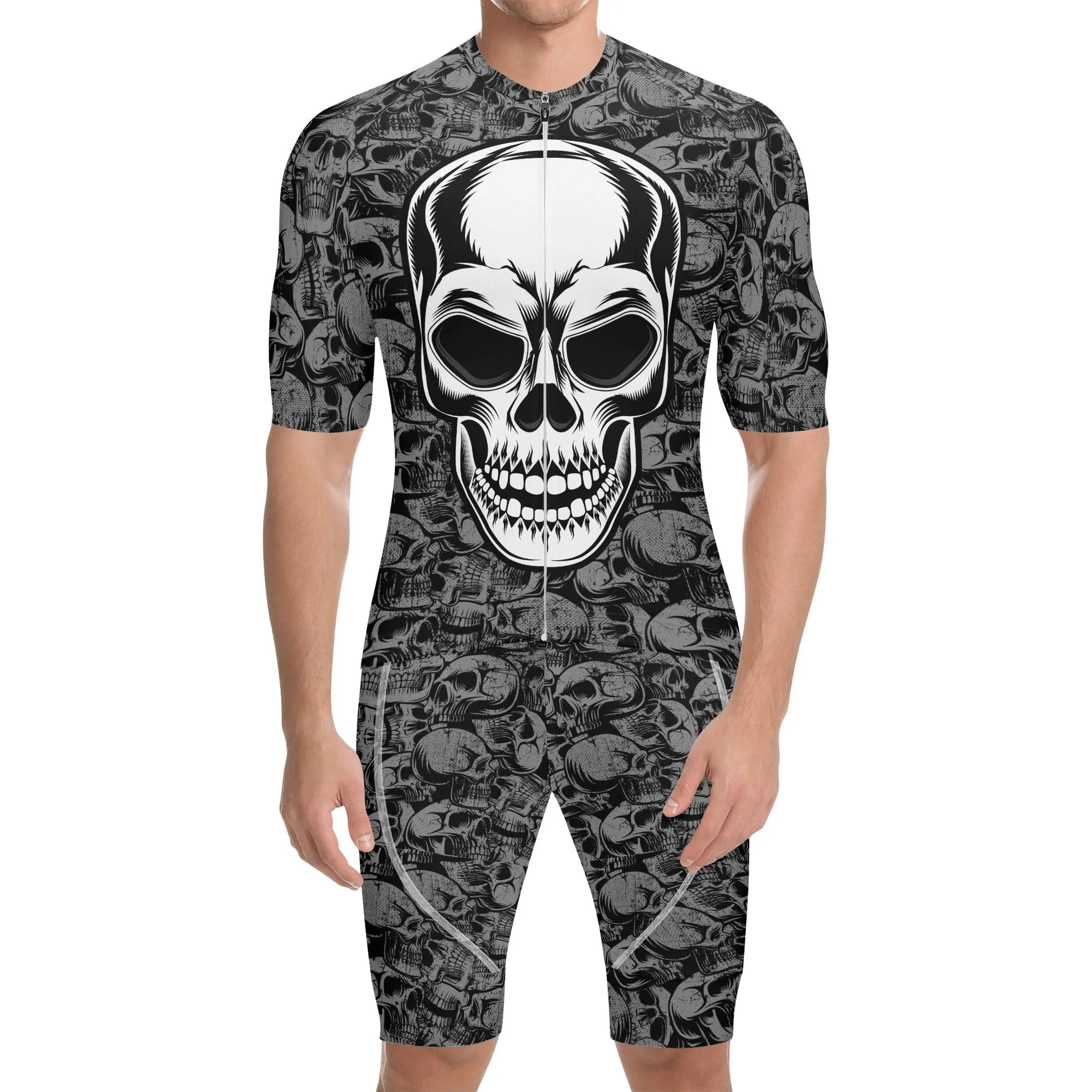 Men's Skull Head Pro Team Cycling Training Jersey and Shorts