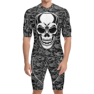 Men's Skull Head Pro Team Cycling Training Jersey and Shorts