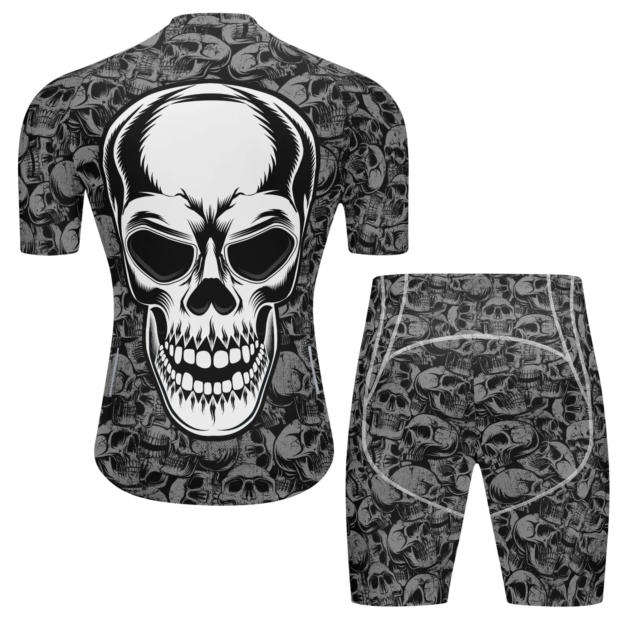Men's Skull Head Pro Team Cycling Training Jersey and Shorts