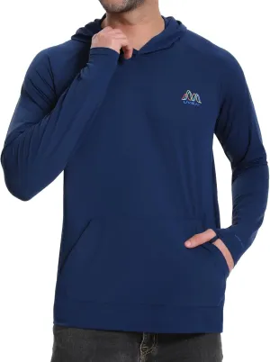 Men’s UPF 50  Hoodie Shirt Long Sleeve Permanent UV Sun Protection Vented Tee Performance for Outdoor Hiking Fishing