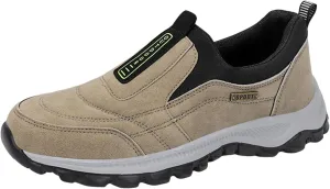 Men's Wide Hiking Shoes Slip on Loafers Trekking Trails Sneakers Waterproof Walking Shoes with Arch Support