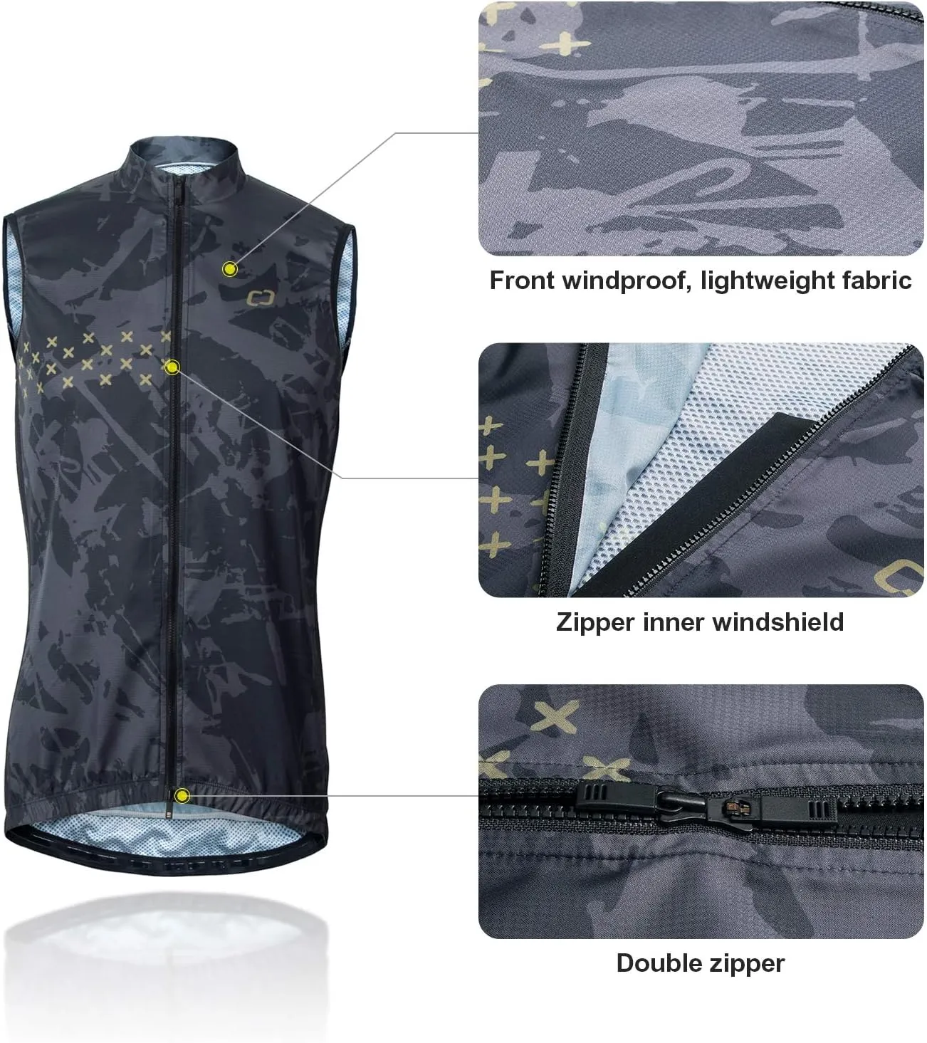 Men's Windbreaker Vest Windproof Sleeveless Jacket Visibility Safety Gilet Super-Light Coat Active