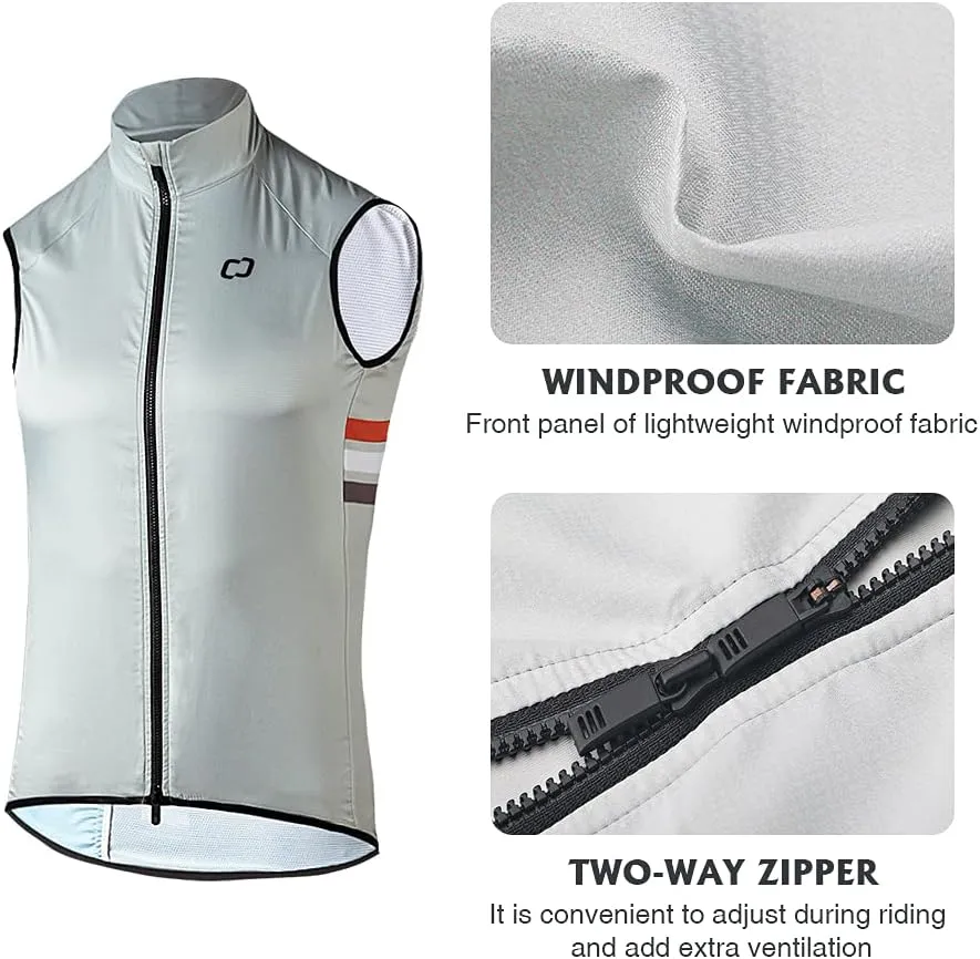 Men's Windbreaker Vest Windproof Sleeveless Jacket Visibility Safety Gilet Super-Light Coat Active