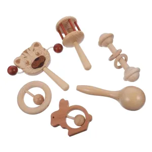 Milisten 1set Wooden Rattles Hand Bells Toy for Boy Girl Safe Lightweight Plaything Promotes Hand-Eye Coordination Parent-boy Girl Interaction Musical Shaking Toy