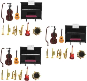 Milisten 5sets Miniature Instrument for Dollhouse Decoration Realistic Piano Violin and Drum Props for Mini Scenes Reusable for Crafting Miniature Rooms