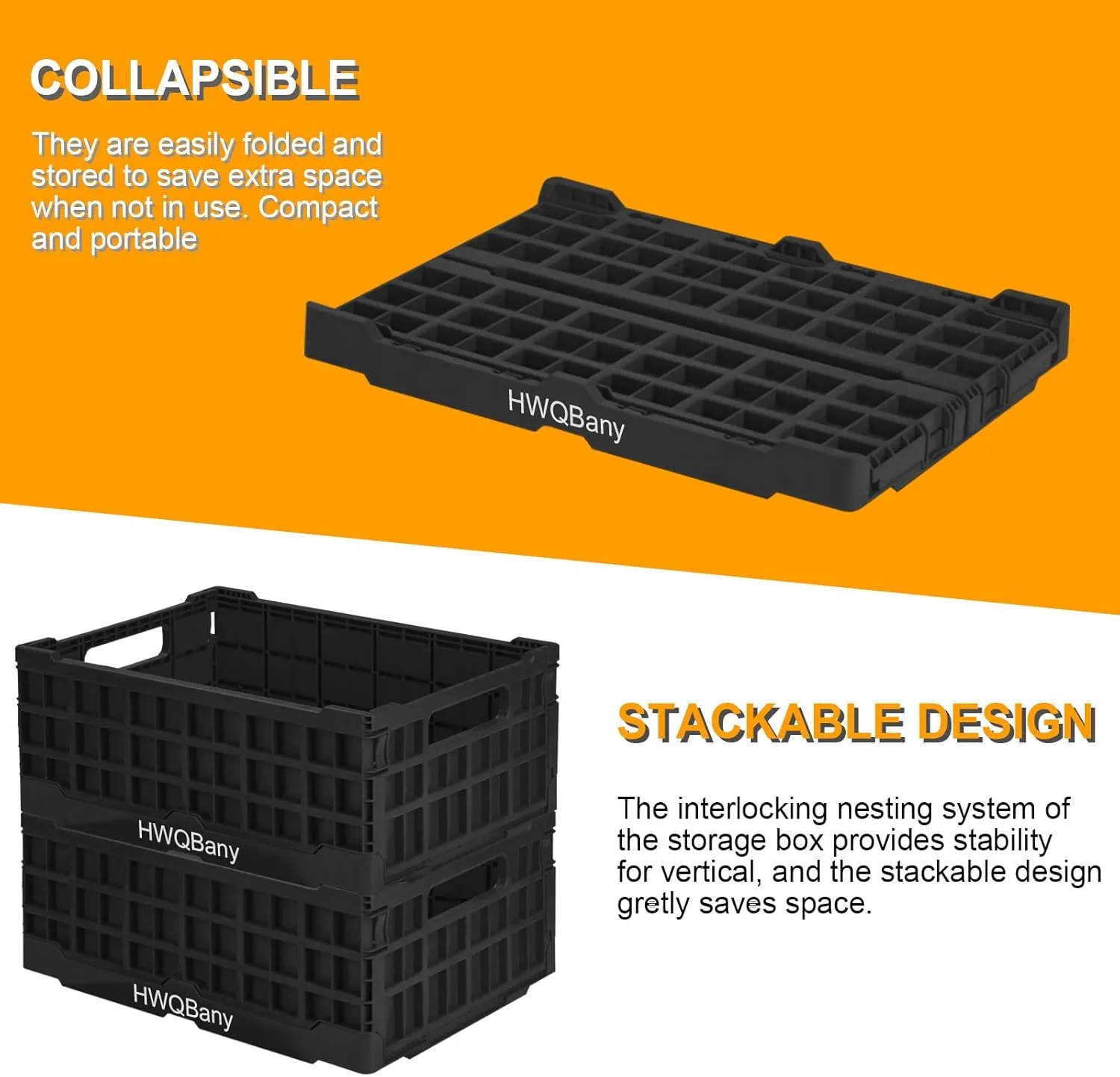 Milk Crates Heavy Duty, Crates for Storage, 16L Plastic Stackable Storage Baskets for Organizing, Collapsible Storage Crate for Home Kitchen Bedroom Office School Store, Black, Pack of 3