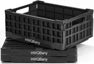 Milk Crates Heavy Duty, Crates for Storage, 16L Plastic Stackable Storage Baskets for Organizing, Collapsible Storage Crate for Home Kitchen Bedroom Office School Store, Black, Pack of 3
