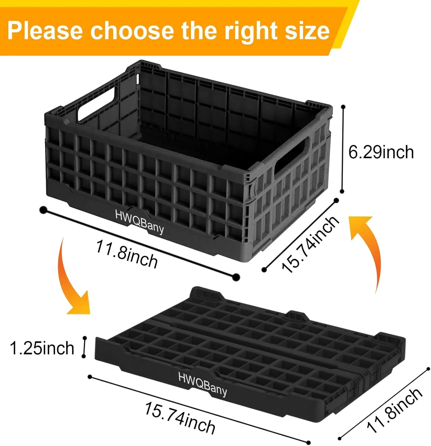 Milk Crates Heavy Duty, Crates for Storage, 16L Plastic Stackable Storage Baskets for Organizing, Collapsible Storage Crate for Home Kitchen Bedroom Office School Store, Black, Pack of 3