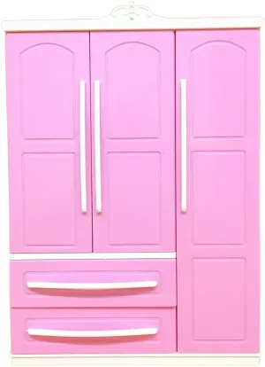 Miniature Dollhouse Cabinet, Mini Princess Doll Closet Clothing Organizer Wardrobe with Storage for Dolls Clothes and Jewelry