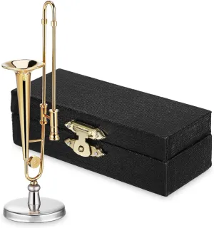 Miniature Trombone Model Realistic Decor for Collectors Mini Musical Instrument Toy for Boys and Girls