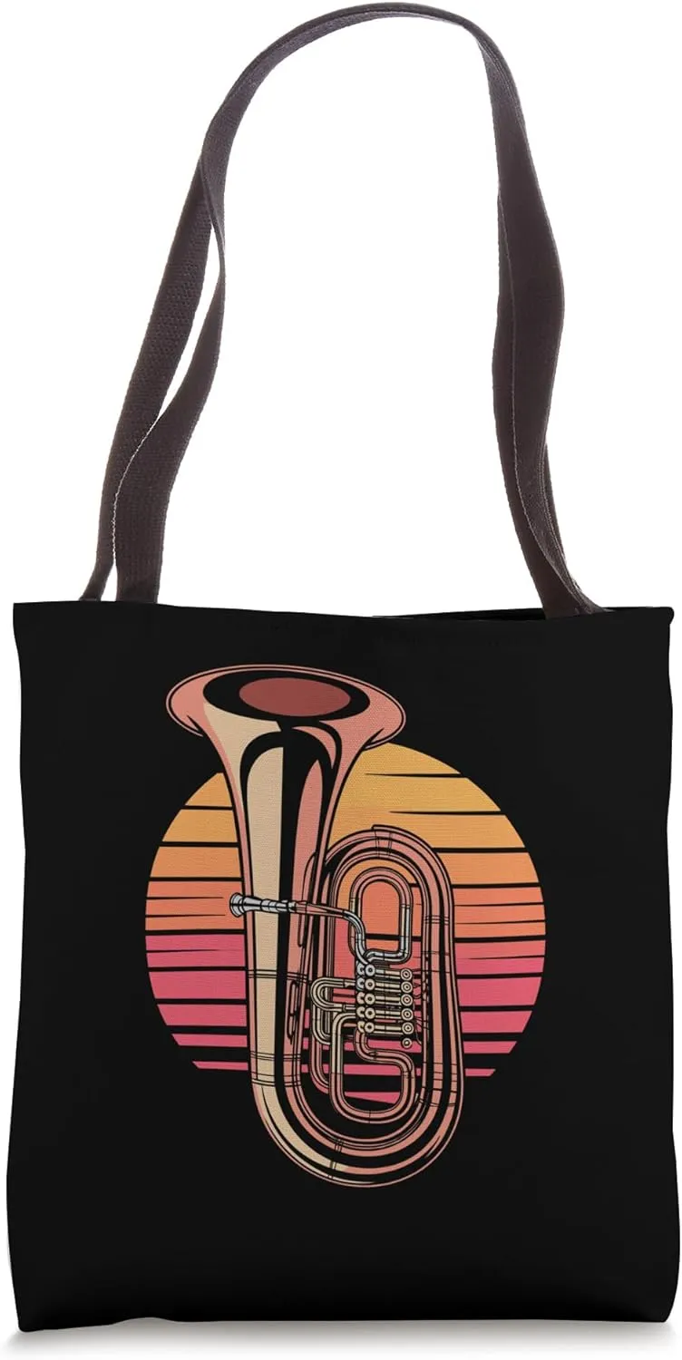 Minimalist Tuba Line Art Brass Instrument Design Tote Bag