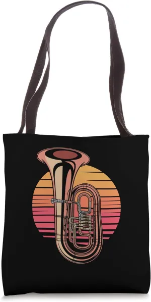 Minimalist Tuba Line Art Brass Instrument Design Tote Bag