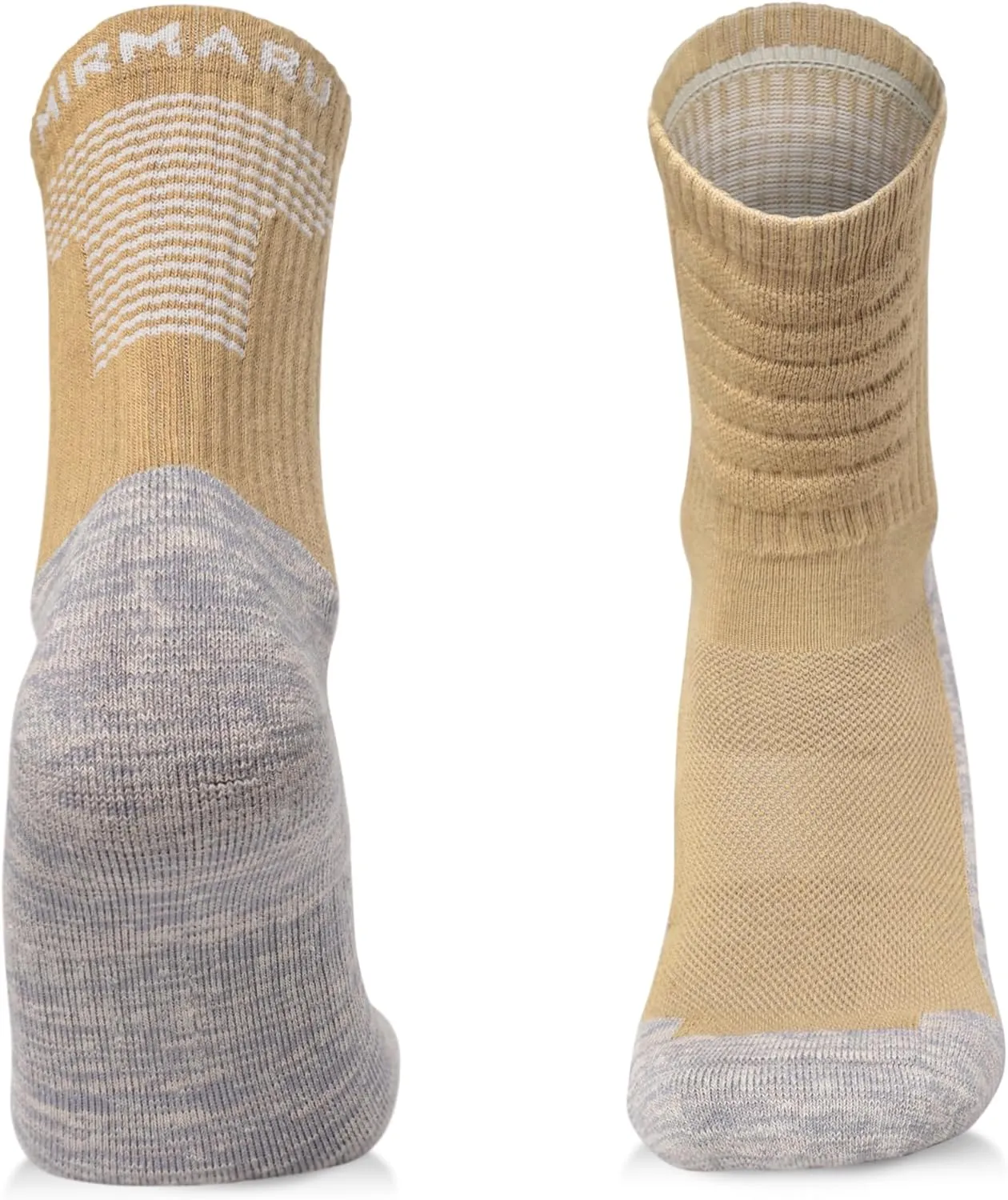 MIRMARU 3 Pairs Seamless Toe Hiking Outdoor Trail Running Trekking Moisture Wicking Cushion Crew Athletic Socks