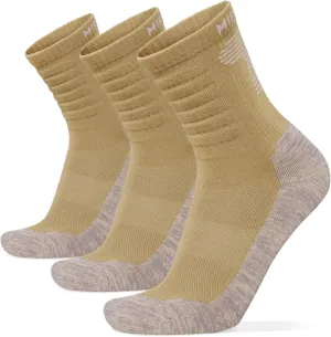 MIRMARU 3 Pairs Seamless Toe Hiking Outdoor Trail Running Trekking Moisture Wicking Cushion Crew Athletic Socks