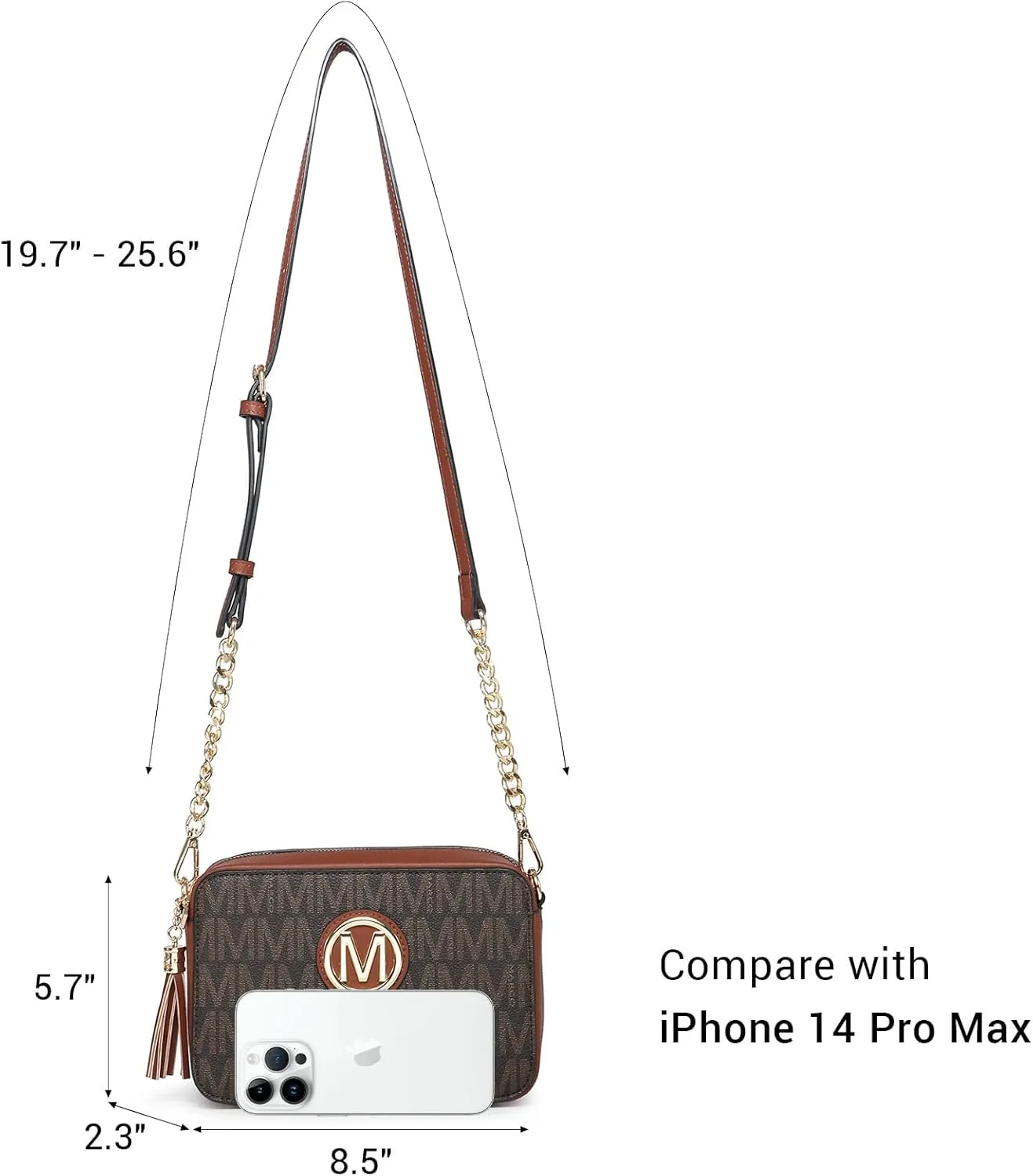 MKP Stylish Lightweight Fashion Crossbody Bag for Women Chic Signature Shoulder Messenger Bag with Tassel Zipper Pocket