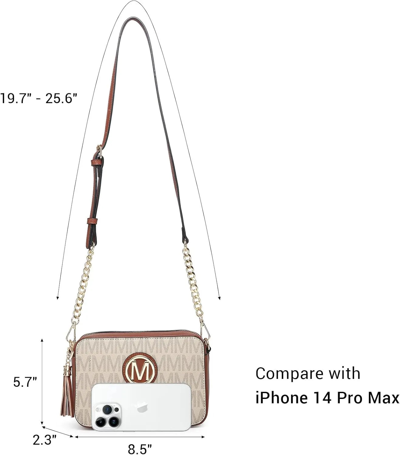 MKP Stylish Lightweight Fashion Crossbody Bag for Women Chic Signature Shoulder Messenger Bag with Tassel Zipper Pocket