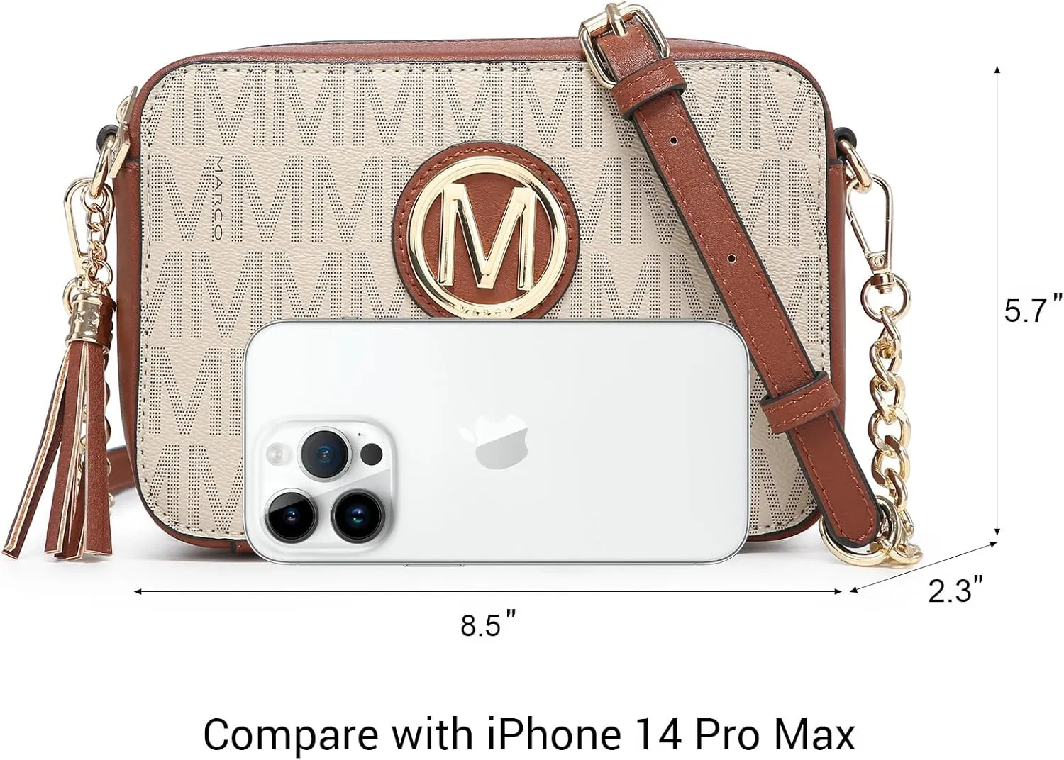 MKP Stylish Lightweight Fashion Crossbody Bag for Women Chic Signature Shoulder Messenger Bag with Tassel Zipper Pocket