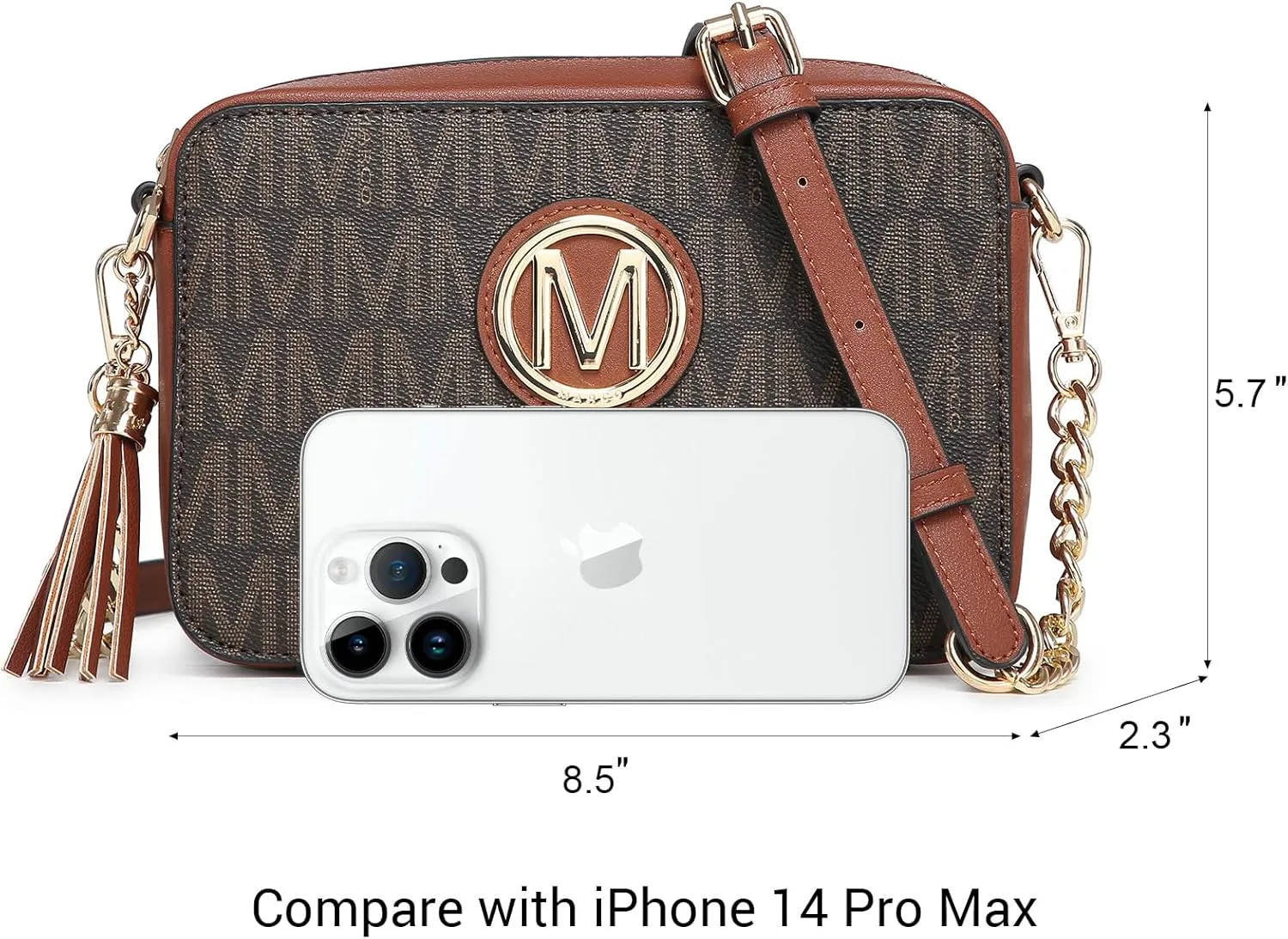 MKP Stylish Lightweight Fashion Crossbody Bag for Women Chic Signature Shoulder Messenger Bag with Tassel Zipper Pocket